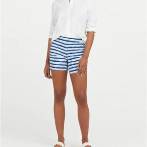Spanx Sunshine Shorts, 6" Blue Painted Stripe Size M Medium